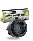 SCHWAIGER Steckdosenadapter für modulare Stromschiene Haushaltsstecker USB Ladeadapter Click & Twist System 680W/20W VDE Zertifiziert Ø 62 mm werkzeuglose Montage Schwarz