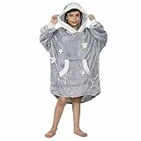 Winthome Übergroße Hoodie Decke, Flanell Sweatshirt Decke, Kuschelpullover Für Kinder Junge Mädchen (Sterne, One Size)