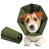 KONVINIT Halskrause Hund Weich Halskrause für Hund Hundekragen Leckschutz Hunde Halskrausen Faltbar Wasserabweisend Lärmarm–ideal für Welpen & ängstliche Hunde,Dog Cone Collar for After Surgery,Grün,M