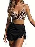 OUSIMEN Damen Bikini Badeanzug Set Sexy Badeanzug Bademode Hohe Taille Farbblock Zweiteiliger Kordelzug Badeanzüge Bikinis für Frauen