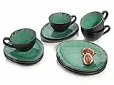 Sänger | Kaffeeservice Palm Beach aus Steingut 12-teilig, Kaffee Geschirrset für 4 Personen, Tassen, Untersetzer, Dessertteller, erweiterbar | PREMIUM COLLECTION