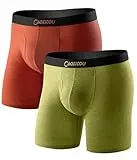 CAOZITOU Merino Boxershorts Herren 2er Pack, 100% Merinowolle Lange Unterhosen Männer, Wolle Unterwäsche mit Eingriff Atmungsaktive Weiche (Multicolor02, M)