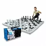alldoro 60080 XXL-Schach-Spiel 158 x 158 cm, riesiges Brettspiel mit 32 Schachfiguren & Tragetasche, Strategiespiel für Garten, Indoor & Outdoor