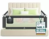 KESSER® Bettschutzgitter 180 cm, Rausfallschutz Bett & Bettgitter Kinderbett, klapp- & höhenverstellbar, Kindersicherung Baby Fallschutz, Mesh Netz, Kinderbett Schutzgitter + Tasche, Dunkelgrau