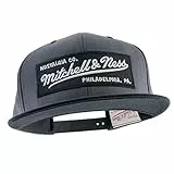Mitchell & Ness 2 Tone Box Logo - Flat Visor Snapback Basecap, Charcoal-Black