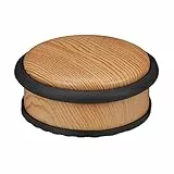Relaxdays Türstopper Boden, für schwere Türen, Edelstahl, Gummi, flach, Holzoptik Bodenpuffer HxD 5 x 10,5 cm, hellbraun