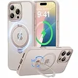 CASEKOO 360° MagicStand (Pro-Version) für iPhone 16 Pro Hülle für MagSafe [Unsichtbarer Ständer] [Militärschutz] Stoßfest Kratzfest Schutzhülle Griffig Case Dünn Handyhülle - Wüstensand