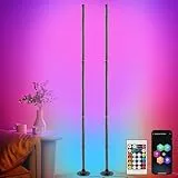 Aourow LED Stehlampe Wohnzimmer RGB Dimmbar - 2 Stück 120cm Standleuchte mit Fernbedienung & App, 16 Millionen Farben, Musik-Sync & DIY-Modus für Gaming, Schlafzimmer, Büro