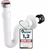 MYLAVABO Siphon Ablaufschlauch 1 1/4' Sifon für Waschbecken, flexibel ausziehbar bis 85cm cm, Röhrensiphon aus Kunststoff | 5/4' Anschluss | Ablaufgarnitur für Waschtisch