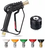 YUET Hochdruckreiniger Pistole mit 5 Farbe Spritzdüsen, Schnellanschluss und 4350PSI 1/4' Schnellverbindung Schneeschaumpistole, M22(14 mm) Adapter, Reinigungssets für Bosch Nilfisk