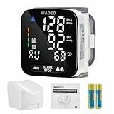 WADEO Digitales Blutdruckmessgerät am Handgelenk, Ansage in 5 Sprachen, Arrhythmieerkennung, Tragbares Blutdruckmessgerät für Heim und unterwegs, 2 x 99 Speicher, mit Batterien und Aufbewahrungsbox