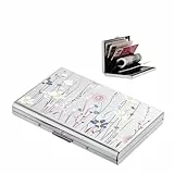 BONSYL® Kreditkartenetui aus Metall, RFID Blockierendes Edelstahl Kartenetui, Ultradünne Metall Geldbörse mit 6 Kartenfächern für Damen Herren. (6 Karten/Silber/Blume)