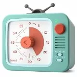 LIORQUE Visueller Timer Kinder mit Pausenfunktion 60 Minuten Countdown Timer für Kinder und Erwachsene Leiser Kurzzeitmesser für Schule Büro Küche Batterien inkl.