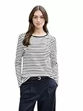 TOM TAILOR Denim Damen Longsleeve mit Streifenmuster, 25924 - Navy White Stripe, XL