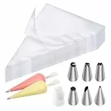 soodyoow Spritztüte Set, 100 Stück Einweg Spritzbeutel+6 Spritztüllen+1 Kuchen Kupplung für Spritztüllen, Profi-Spritzbeutel für Dekorieren Von Gebäck, Torten Geeignet, Keksen, Cupcakes(Klein)