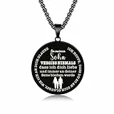TOLOWOBK Kette Herren An Meinen Geschenke Sohn Halskette Schwarz Inspirierende Anhänger Kette Jungs Gravur Ketten Abschluss Jahrestag Geburtstag Geschenk für Sohn Von Mama Papa