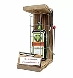 Personalisierte Geschenke für Männer Frauen Geschenkidee - Eiserne Reserve Gitter Text rot Jägermeister Likör (1 x 0.35 l) incl. Notsäge - Papa Mama Geburtstag Hochzeit