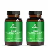 Vitabay Eisen Hochdosiert 319 mg – 240 Vegane Kapseln – Eisenbisglycinat & Eisentabletten – Eisenpräparate für Sauerstofftransport, Energiestoffwechsel & Immunsystem