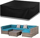 Wanocean Gartenmöbel Abdeckung, Gartentisch Schutzhülle Wasserdicht, 420D Oxford Anti-UV Reißfest Rechteckige Paletten Möbel Abdeckung (200x200x85cm)