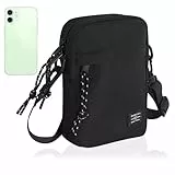 Minicloss Kleine Umhängetasche, Kleine Crossbody bag,schwarz Messeng Bag, Kleine Handy Schultertaschen für Tägliches Leben Reise, kleine tasche mit Schulterriemen 19 * 13.5 * 4.5 cm