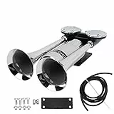 Fockety Lufthupe für LKW, 12V/24V 300dB Dual Trompete Super Loud Train Hupe Kit, Chrom-Zink-Autohupe für Alle 12V/24V Fahrzeuge, LKW, Autos, Boote, SUVs, Lastwagen, Züge, Motorräder