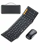 ProtoArc XKM01 Faltbare Tastatur und Maus | Full-Size Bluetooth Tastatur Klappbar mit Ziffernblock | 2.4G+Dual Bluetooth Klapptastatur QWERTZ-Layout Windows/Mac/Android - Schwarz
