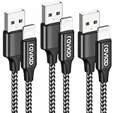 RAVIAD iPhone Ladekabel, Lightning Kabel [3Stück 1M] MFi Zertifiziert Nylon iPhone Kabel Kompatibel für iPhone 14 13 12 11 Pro Max Mini XR XS X 8 8 Plus 7 7 Plus 6s 6 6 Plus 5S 5 SE 2020 - Schwarz