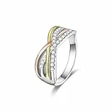 QIKAOLA Sterling Silber Ringe für Frauen - Bunte Statement Cubic Zirkonia Ringe Stapelbar Vintage Größe 6-9