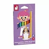 Janod – 8 Glitzerfilzstifte – Hohe Glitzerkonzentration und abwaschbare Tinte Malen für Kinder – Basteln, Scrapbooking, Handarbeiten – Ab 3 Jahren – J07412