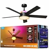Govee Deckenventilator mit Beleuchtung RGBIC, Ø132cm Smart Leise Deckenventilator mit Licht und Fernbedienung, 2800 lm, Reversibler DC Motor, Doppelseitige Flügeln, für Schlafzimmer Wohnzimmer