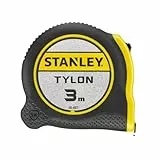 STANLEY Bandmaß Tylon (3 m, Genauigkeitsklasse II, Tylon-Polymer Schutzschicht, verschiebbarer Endhaken, Kunststoffgehäuse, Maßband mit automatischem Rücklauf, Feststeller & Gürtelclip) 0-30-687