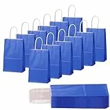 30 Stück Geschenktüten Kindergeburtstag Kleine Papiertüten mit Henkel,Blau Krafttaschen Tüten 21x15x8cm,Gift Bag Party Taschen für Hochzeiten, Geburtstag,Verpackungen,DIY,Weihnachten,Süßigkeiten