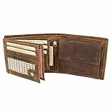 ALMADIH Herren RFID Leder Geldbörse - Vintage Portemonnaie in Braun mit 15 Kartenfächern und Geschenkbox - Robuste Männer Brieftasche Portmonee Geldbeutel (P2Q BV)