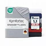 Komfortec Mikrofaser Spannbettlaken 90x200 cm – Weiches Spannbetttuch mit Rundumgummi – Fitted Sheet für Matratzen bis 30 cm – Grau – Oeko-Tex – Pflegeleicht & Hautfreundlich – 90g/m²