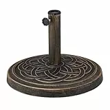 Relaxdays Schirmständer Sonnenschirm, für Schirmstangen 34–48 mm, Ø 45 cm, Vintage, Sonnenschirmständer, schwarz/Bronze