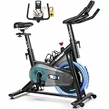 LABGREY Heimtrainer Fahrrad, Fitness Fahrrad für Zuhause, Indoor Kardio Training, Bike mit Pulsmesser, LCD Display, Ipad Halter, Sitz & Widerstand Einstellbar (Blau)