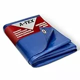 A-TEX® Abdeckplane 260g/m² (Blau, 2 x 3 m) | Verschiedene Stärken, Größen und Farben wählbar | Plane mit Ösen | Gewebeplane Gartenplane BAU Zelt Holzplane | wasserdicht | reißfest | UV-stabilisiert