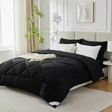 WAVVE Bettdecke 135x200 cm Winterdecke Warm, Steppdecke Winter 450gsm Mikrofaser Duvet 135x200cm, Weiche Kuschelige Steppbettdecke 135 x 200, Schwarz
