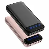 Enerwow Externer Akku 16000 mAh, 2 Packs Slim Power Bank, Schnellladung mit 2 USB-Ausgangsanschlüssen (max. 3 A), 15 W tragbare Powerbank mit LED-Anzeige für iPhone, Huawei, etc.