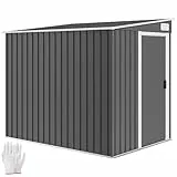 Outsunny Metall Gerätehaus 2,81m² 154x206,5x181 cm Geräteschuppen mit Pultdach Fundament Schiebetür wetterfest Gartenhaus Outdoor Garten Schuppen Schrank für Hinterhof Außenbereich Dunkelgrau