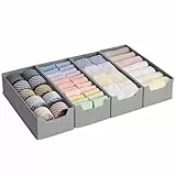 SONGMICS Unterwäsche-Organizer 4er Set, Schubladen-Organizer für IKEA HEMNES und MALM Kommoden, ohne Trennwände, Kleiderschrank-Organizer faltbar, 40 x 16 x 10 cm für Socken, taubengrau RUS012G01
