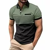 Sommershirt Herren Kurzarm Stretch Polohemd Regular Slim Fit Poloshirt Loser Workout T Shirt Komfortables Passform Strand Shirt Atmungsaktiv Fitness Freizeitshirt Basic Shaped Sportshirt