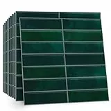 TOARTI 10 Stück Dunkelgrün Fliesenaufkleber Metro Fliesen Selbstklebend fliesenaufkleber Küchenrückwand Fliesen Klebefliesen Fliesenfolie Selbstklebende Küche Bad 30 x 30cm