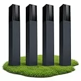 linovum BOSEA-A 4x Wegeleuchten Außen anthrazit eckig - Pollerleuchte aus Edelstahl IP44 für Garten Terrasse Außenleuchte stehend E27 Fassung