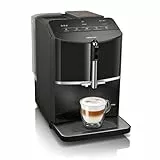 Siemens Kaffeevollautomat EQ300, Milchaufschäumdüse für Cappuccino, Latte Crema, 5 Kaffee- und Milchgetränke auf Knopfdruck, entnehmbare Brüheinheit, einfache und schnelle Reinigung, Schwarz, TF301E19
