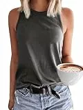 GeGekoko Damen Tank Top Basic Sommer Tanktops Rundhals Ärmellose Oberteile Tops Sexy Cami Blusentop Grau S