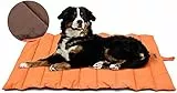 XIAPIA wasserdichte Hundematte für Outdoor, Waschbare Hundematte für Unterwegs, Antistatik, Hygienisch, Faltbares Hundebett, Große Reisedecke für Haustier 110x68 cm (Orange/Grau)