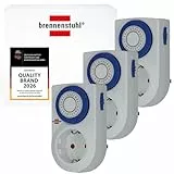 Brennenstuhl 3er Set Zeitschaltuhr MMZ 20, mechanische Timer-Steckdose (Tages-Zeitschaltuhr, mit erhöhtem Berührungsschutz, für den Innenbereich) weiß