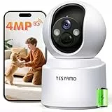 YESYAMO 2,5K 4MP WLAN Überwachungskamera Innen mit Akku, 360° Pan-Tilt, 2,4/5 GHz WiFi,Farbnachtsicht, Bewegungsmelder, Zwei-Wege-Audio, für Babyüberwachung/Haustiere/Smart Home Sicherheit