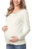 Be Mammy Damen Umstands Shirt Bluse mit Stillfunktion BE20-220(Ecru, L)